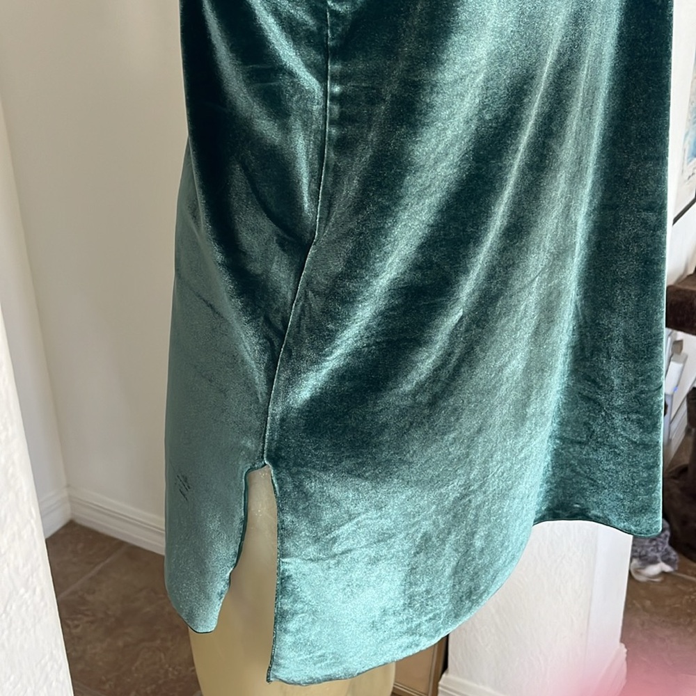 Free People Teal Velvet Slip Dress - Picture 5 of 6